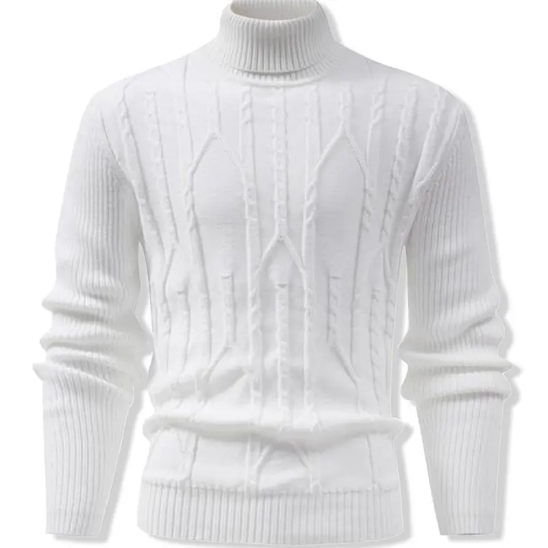 New Autumn/Winter Simple Elegant Versatile Thickened Thermal Lined Turtleneck Pullover Sweater For men,solid turtleneck sweater