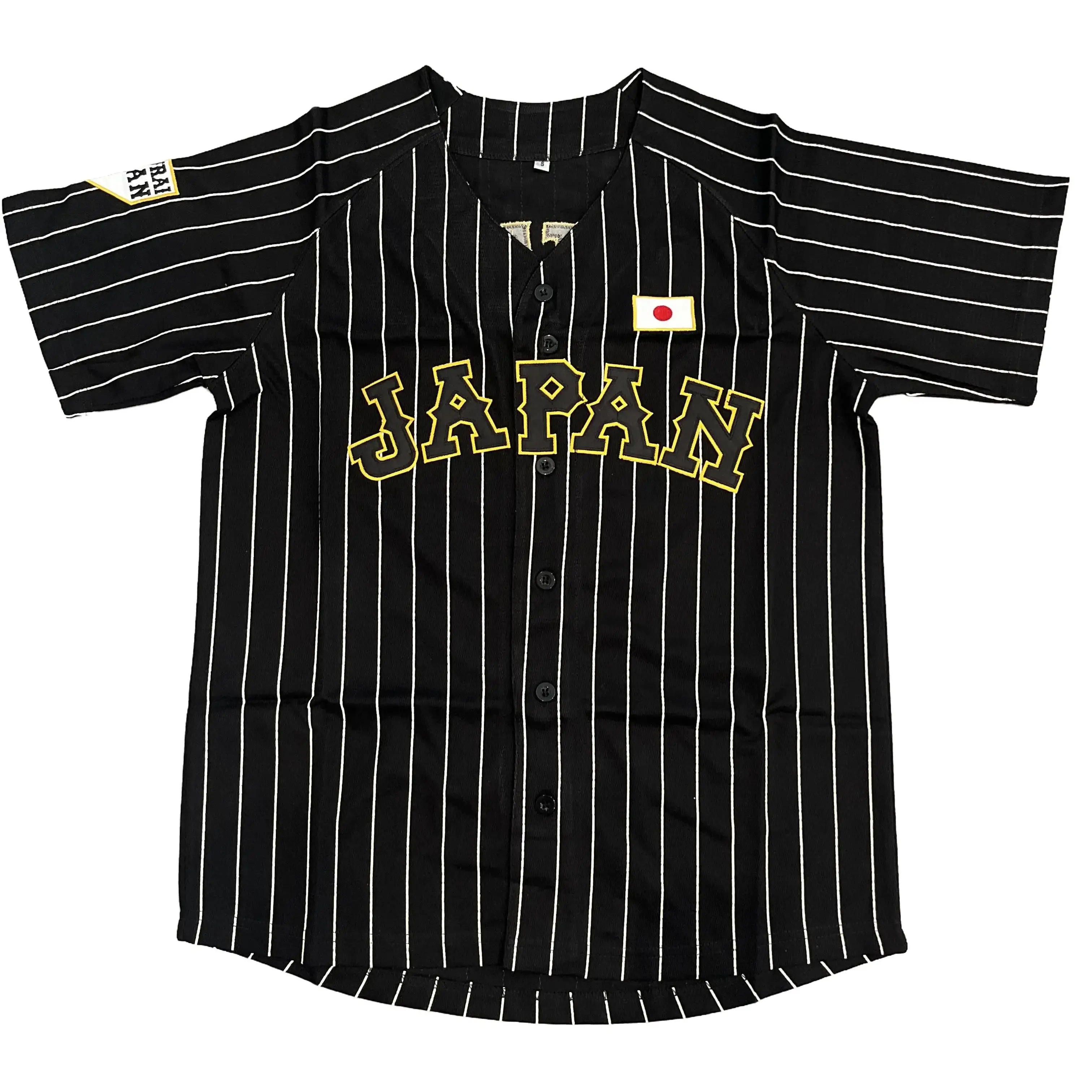 Men's Black Pinstripe #18 Yamamoto Team Japan Baseball Stitch Mens