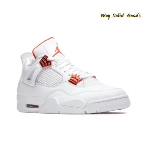 Vintage Mid-Top Orange and White Basketball Sneakers with Shock Absorption, Non-Slip and Wear-Resistant Features