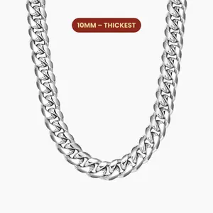 JAXXON Cuban Link Chain 10mm - Silver - Waterproof - Box Clasp