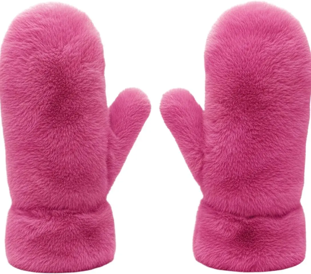 Funky Junque Fuzzy Mittens for Women Faux Fur Cold Weather Gloves Fleece Lined Cute Furry Fluffy Warm Winter Fashion
