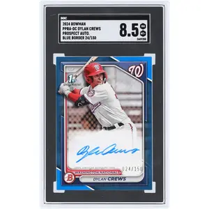 Dylan Crews Washington Nationals Autographed 2024 Bowman Blue Border Prospect #PPRA-DC #24/150 SGC Authenticated 8.5 Card - Fanatics Authentic Certified