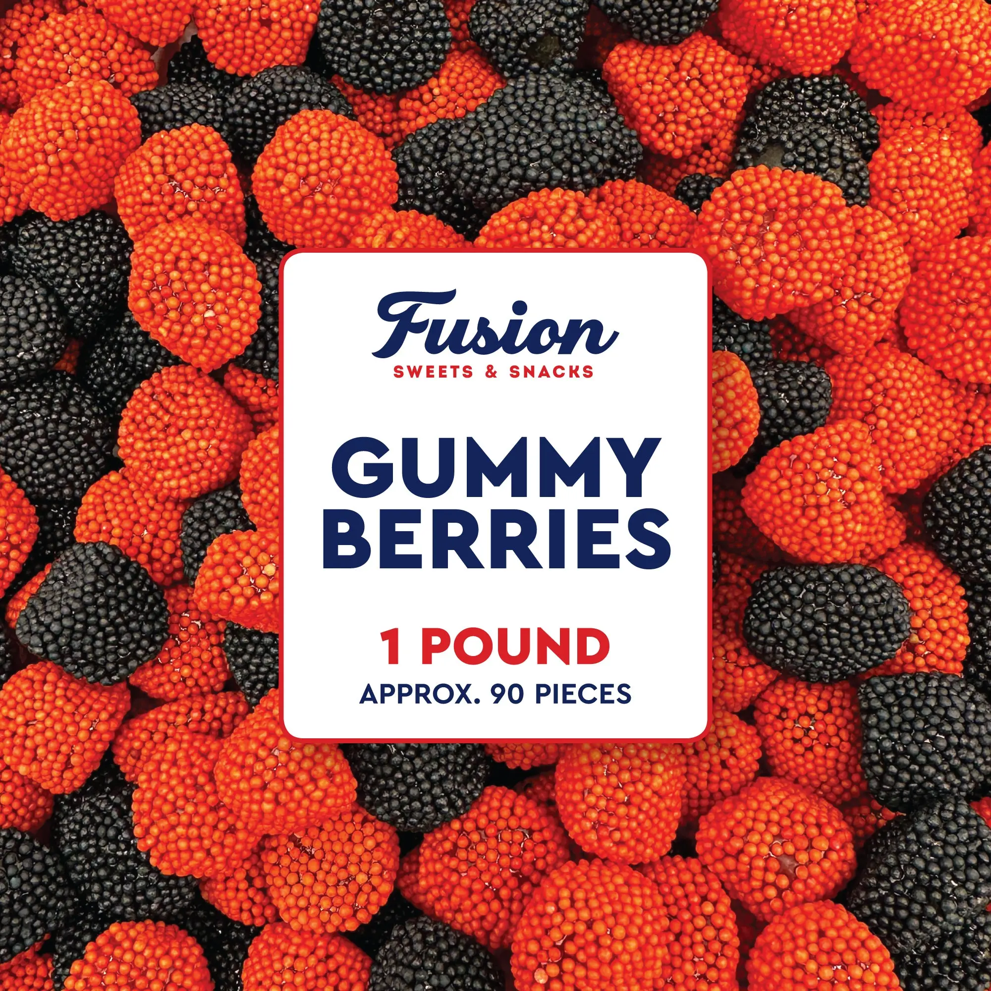 Berries Gummy Candy - 1 Pound Bulk Bag, Crunchy Red And Black Candy - Raspberry And Blackberry Berry Gummies Chewy