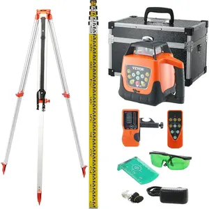 VEVOR Green Rotary Laser Level 2000ft, 360 Degree Self Leveling Laser Level Kit,with Surveying Tripod & 5m Staff, IP66 Waterproof Remote Control, 5 Rotation Speeds (Ship in Three Packages)