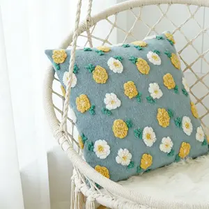 Three-Dimensional Flower Pillow Cover, Style Lamb Velvet Cushion Case, Textured Sofa Bed Headrest Pad, Home Decor