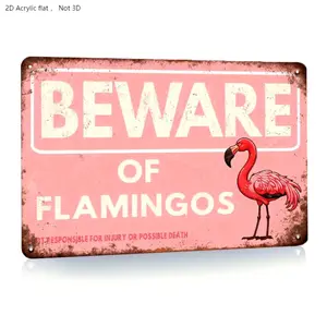 Flat Flamingo Wooden Sign for Outdoor Decor Pink Flamingo Warning Wall Art Gift for Women Perfect for Home Kitchen Bar Patio Garage Party Decoration