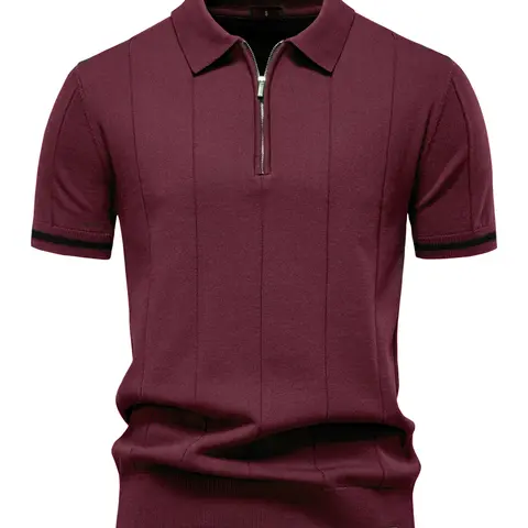 Men's Old Money Style Fitted Short Sleeve Polo Shirt Top, Business Social Golf Pure Color Knit Polo, Casual Fashion Clothing for Men, Mens Polo Shirts