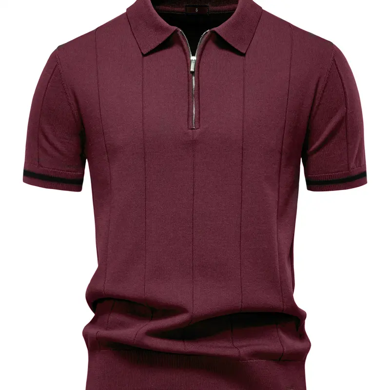 Men's Old Money Style Fitted Short Sleeve Polo Shirt Top, Business Social Golf Pure Color Knit Polo, Casual Fashion Clothing for Men, Mens Polo Shirts