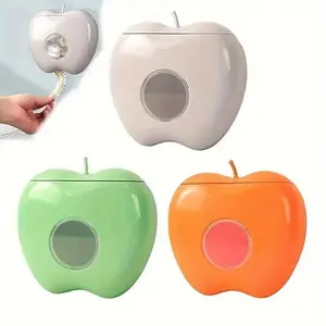 [1 Apple-Shaped Storage Box] 1 Durable, Space-saving Wall-mounted Apple-shaped Bag Storage Box | Non-Food Contact Grade Plastic Wrap Organizer Rack for Kitchen and Bathroom Organization Accessories; Container Holder of Freshness Bags/Plastics