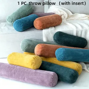 1pc Roll Pillow Pad, Multi-Functional Coral Fleece Cushion, Body Pillows, Sleep Round Pillow, Yoga Support, 6 Colors, 3 Sizes