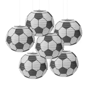 10" diam. Soccer Ball Hanging Paper Lanterns Set - 6 Pc.