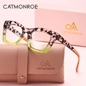 CATMONROE Exquisite Leopard Print Splicing Color Reading Glasses Made Of Pc Lens Material And Square Frame Enhance Visual Comfort. Brand Packaging Is A Great Gift Item Reading Eyeglasses