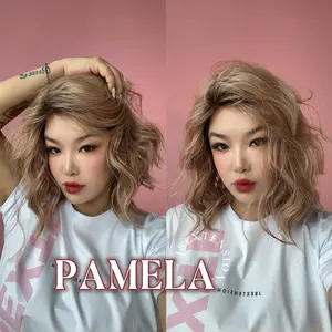 JBEXTENSION 14 Inches Ash Strawberry Blonde Women Fashion Full Machine Wig PAMELA【PLUS PERMATEASE】