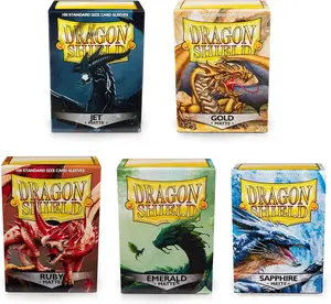 Dragon Shield Set of 5 Standard Size Card Sleeves Pack - Gold, Jet, Emerald, Ruby, Sapphire - MTG Ready Sleeves Guaranteed to Keep Cards in Perfect Condition 5 x 100 Sleeves