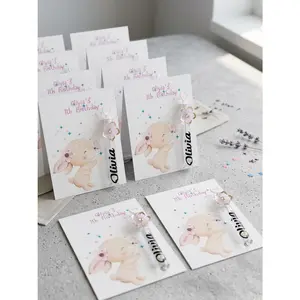 Personalized Bunny Birthday Party Favors - Custom Bubble Wand & Cards