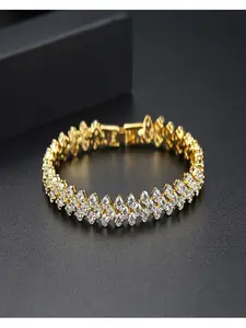14K Gold Plated Cubic Zirconia Trinity Classic Tennis Bracelet - Dainty Bracelets for Women - Bridal Wedding Jewelry