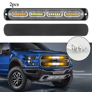 Truck, van, and pickup truck strobe lights (white + yellow): Aluminum housing, single row, 24 LEDs (pack of 2)