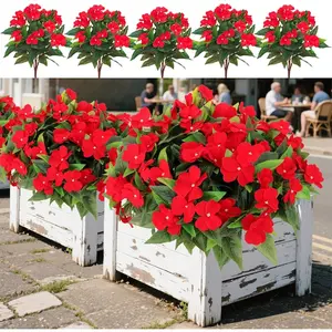 5 pieces - Spring artificial phlox bouquets, green plant flower artificial home decor flower arrangements, outdoor/indoor faux flowers for balconies, patios, terraces, Valentine's Day gifts