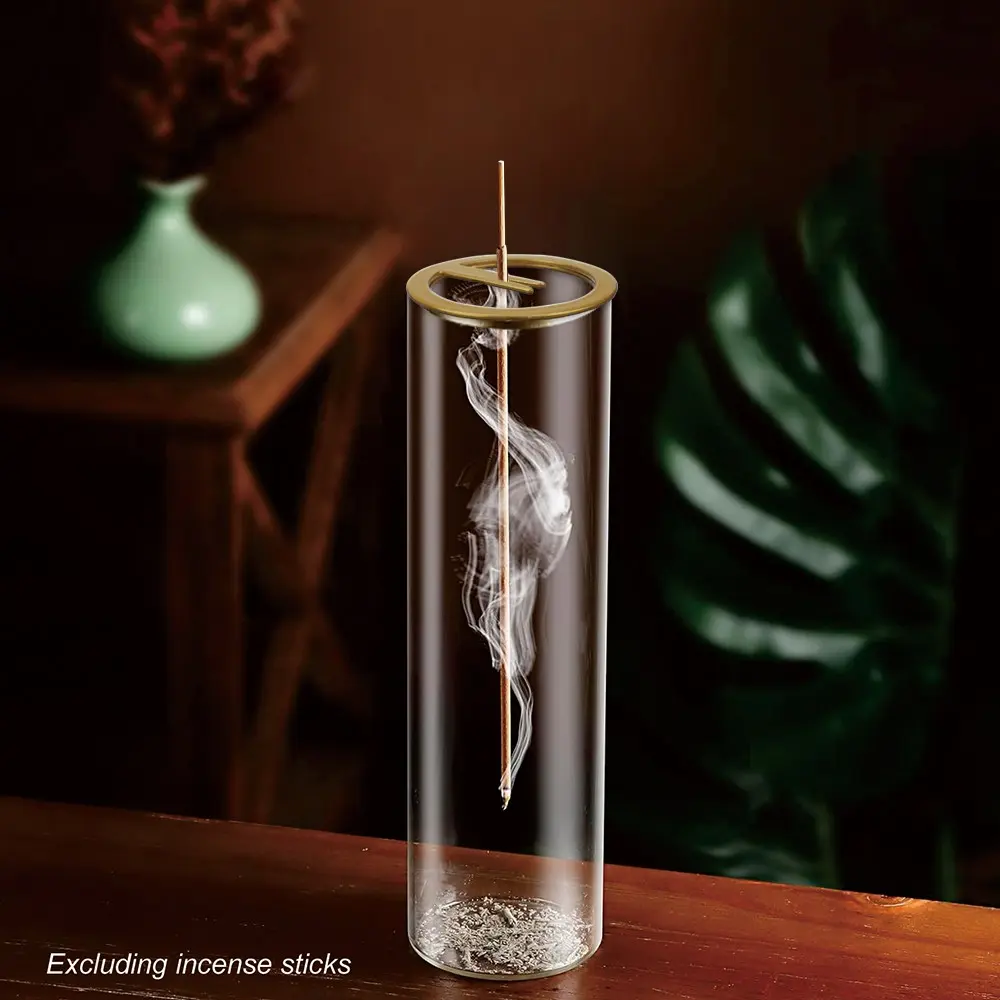 1pc Incense Holder for Sticks Anti-Ash Flying, Modern Insence-Stick Burner Holder with Removable Glass Ash Catcher, for Home Decor Yoga Meditation
