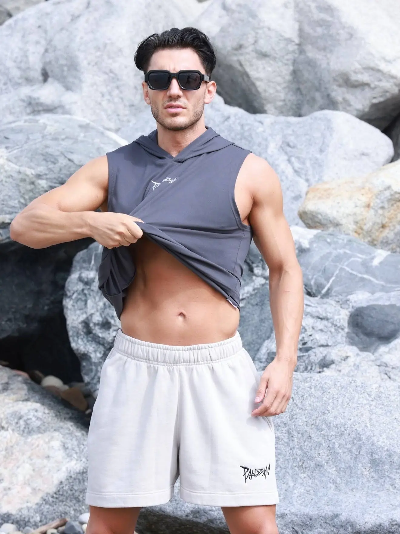 Pandemic Competitor Sleeveless Hoodie in Grey