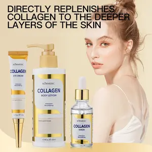 Collagen 3-in-1 Hydrating & Moisturizing Skincare Set, Including Eye Cream, Face Serum and Body Lotion for Daily Dry Skin Care