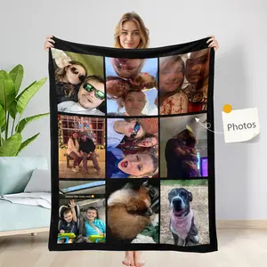 Personalized Photos Blanket, Photo Blanket with Text, Personalized Gift, Memorial Blanket, Anniversary Gift, Couples Gift, Gift for Her