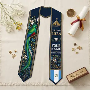 Custom Guatemalan Heritage Graduation Stole – Personalized Quetzal Bird Sash, Class of 2026 Latinx Grad Gift
