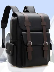 Men's Business Solid Color Backpack, Large Capacity Travel Backpack, Casual Sporty Backpack for Work & School & Daily Used
