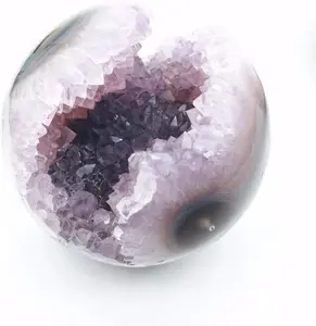 1 Count Amethyst Geode Agate Spheres Open Smiling Crystal Ball From IG Crystal