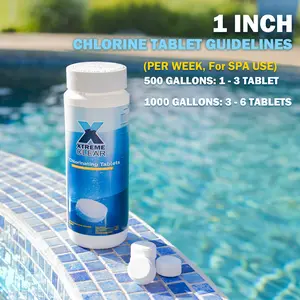 Xtremeclear 1" Stabilized Tablets 1.5 Pounds Swimming Pool, Hot Tub, Spa Stabilized Chlorine Pool Tablets Slow-Release Chlorinating Pool Cleaner Tablets pool supply hth  products Stabilized Swimming Pool Tablets