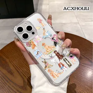 Watercolor Pups Party Magnetic Trendy Case for iPhone 17 16 E Pro Max 15 Plus 14 13 12 11 XS XR, Minimalist Print | Silicone, Shockproof, Cute, Stylish, and Protective