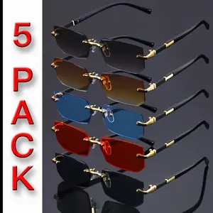 Unisex Retro Rectangle Rimless Sunglasses – Vintage Ins Trendy Fashion Casual Shades For Men