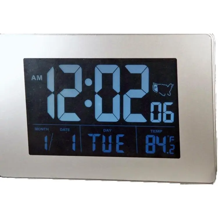 212 MAIN Sonnet T-4645 1.75 in. Auto-Set Atomic Clock with White Time Numbers, AC Adapter, Decorative Digital Clock Set for Home Supplies