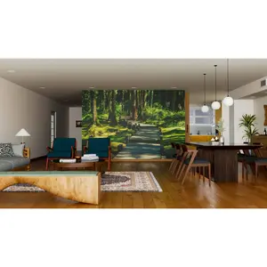 Wooden Walkway in the Forest Wall Mural