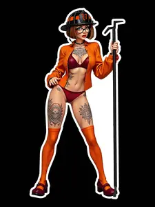 Firefighter Velma with a Hook (two decals 3")  Sticker