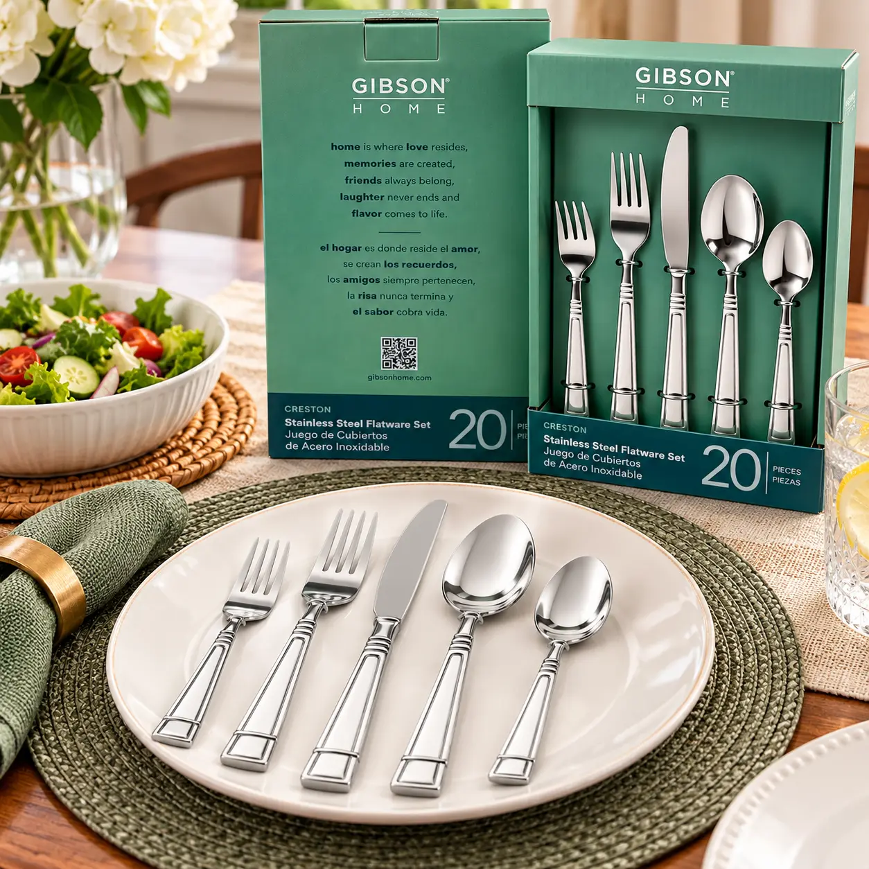 GIBSON 20-Piece Stainless Steel Flatware Set – Elegant, Durable & Perfect for Everyday Dining