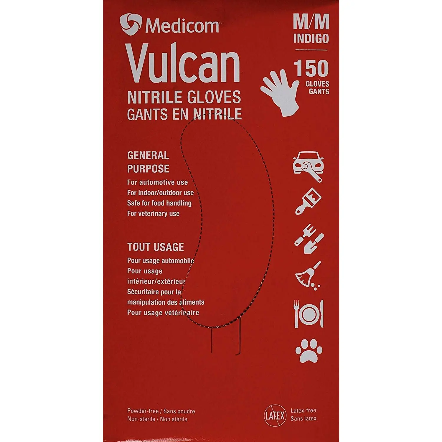 Medicom Vulcan Nitrile Gloves Latex-Free General Purpose Indigo Color 150ct, MD