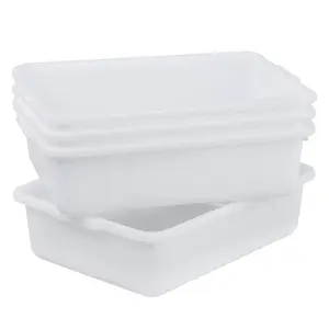 Small Bus Tubs Commercial Set of 4, Plastic Wash Basin, 8 Liter