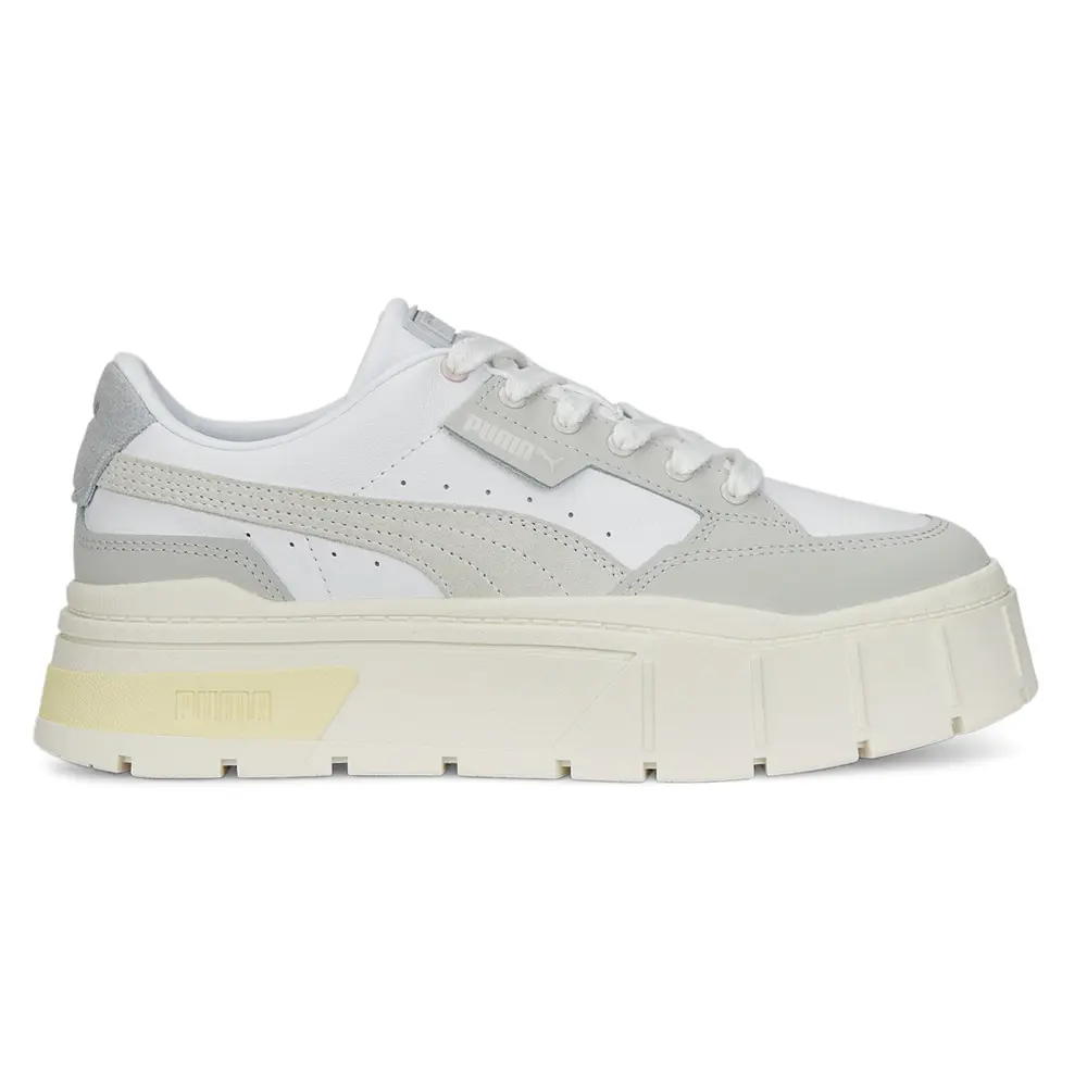PUMA Womens Mayze Stack Luxe Platform Sneakers Shoes Casual - Grey, White