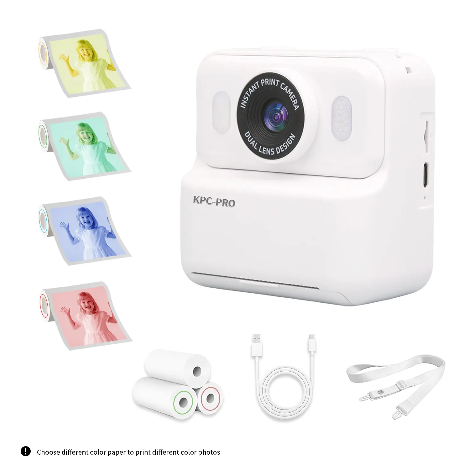 Instant Print Kids Camera, Dual Lens Selfie Digital Camera, Portable  Camera with Thermal Printing, Comes with 3rolls Print Paper Lanyard USB Cable,Perfect Birthday Holiday Gift for Boys Girls Age 3-12