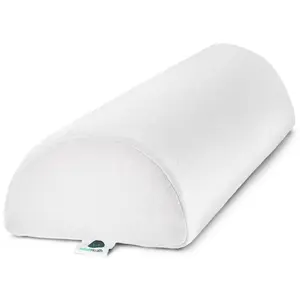 Health Large Half Moon Bolster Pillow for Legs, Knees, Lower Back and Head, Lumbar Support Pillow for Bed, Sleeping | Semi Roll for Ankle and Foot Comfort - Machine Washable Cover, White