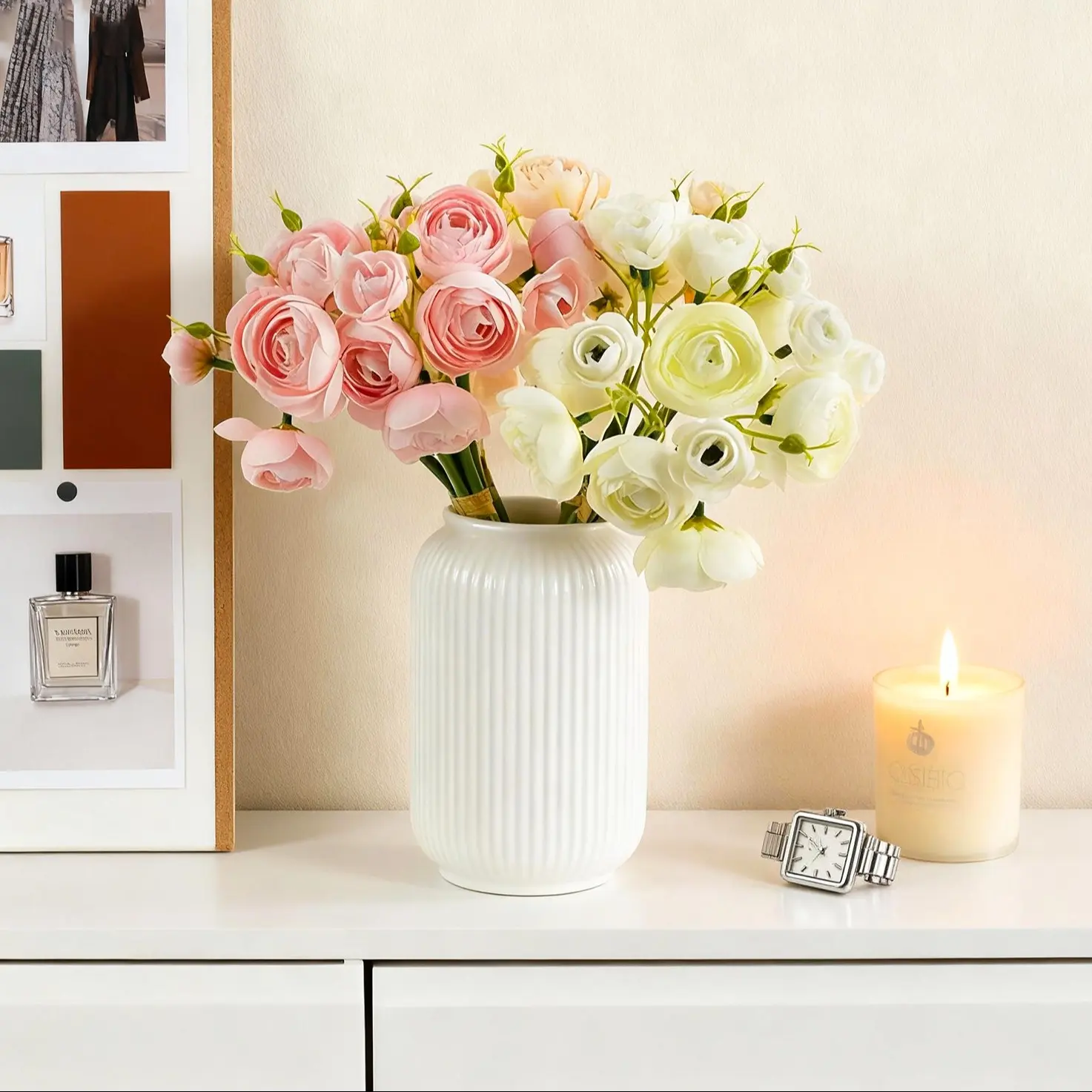 Artificial Lotus Flower Bouquet, Small Tea Rose Home Decor, Wedding Bride Hand Holding Flowers, Desktop Ornament, Vase Filler