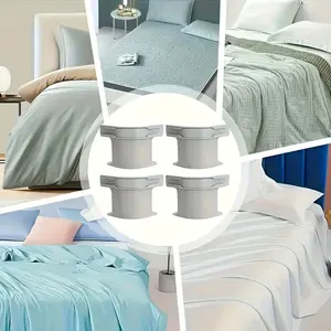 Bed Sheet Fasteners Set – Secure Sheets & Prevent Slipping, 8PCS Kit with 4 C-Shaped Clips & 4 Transparent Anti-Slip Strips, Invisible Design for Firm Hold on All Corners, Bed Sheet Grippers