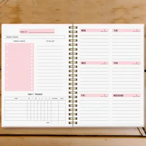 1pc A5 Undated Weekly Planner, Productivity Planner with Pink Hardcover, Spiral Bound Organizer with Weekly Goals, To-Do List & Habit Tracker, Portable Agenda for Work, Study & Life