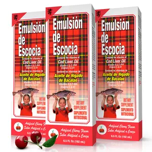 Emulsion de Escocia Cherry Flavor Kids’ Dietary Supplement - Cod Liver Oil & Vitamins for Healthcare, Natural Immunity & Metabolism Support, 6.5 Oz, 3-Pack, Edible
