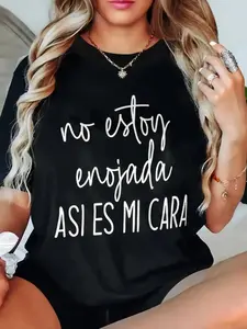 Unisex No Estoy Enojada Spanish Quote T-Shirt 100% Cotton Breathable Short Sleeve Casual Summer Tee Minimalist Style Personalized Graphic Top USA Made Plus Size Everyday Wear for Men Women