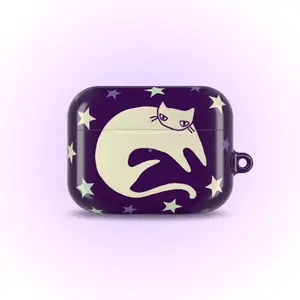 Celestial Star Cats Purple AirPod Case, Cute Whimsical Y2K, Cool Grunge Aesthetic Gift, Protective HeadPhones Cover, AirPods Pro 1 2 3 4 Gen