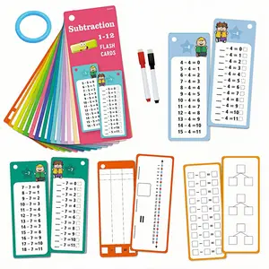 Addition & Subtraction / Multiplication & Division Learning Card Set, 1 Set Reusable Math Learning Card with 4 Counts Pen, School & Educational Supplies for Home Dormitory
