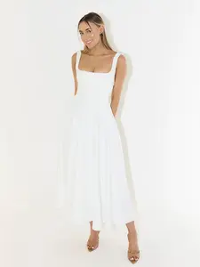 Summer Sleeveless Square Neck Maxi Dress, Casual Flared Long Dress for Women 2026