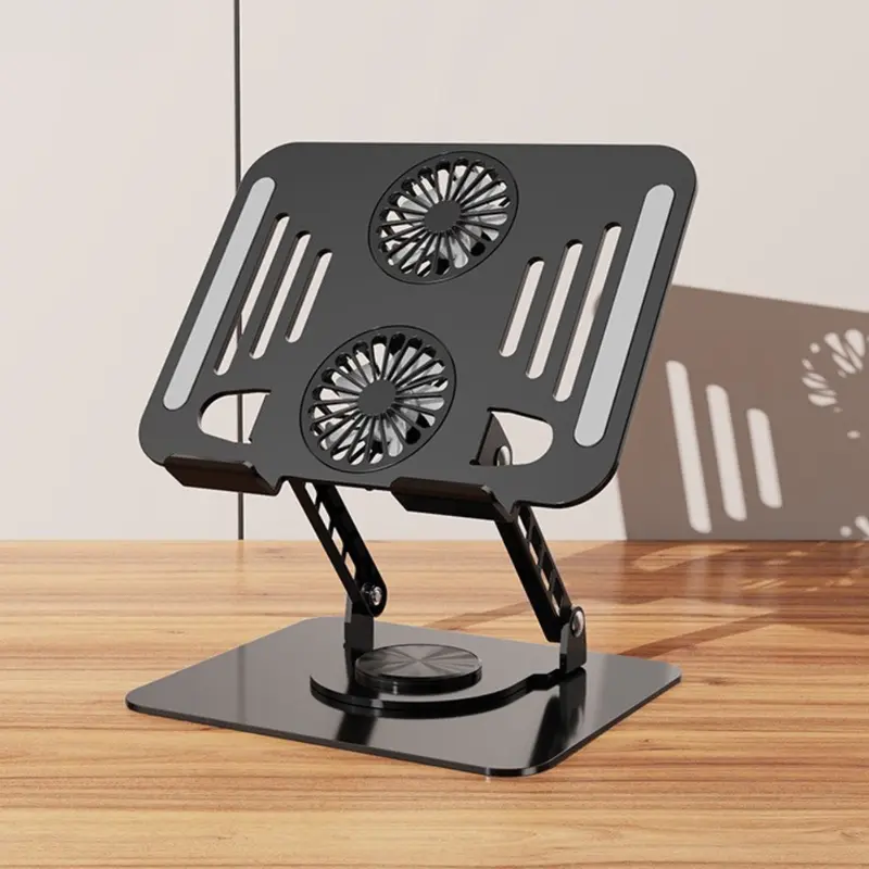 Foldable Swivel Tablet Stand with Cooling Fan, Adjustable Clamp Mount, Carbon Steel Construction, Ergonomic Design for Streaming, Office, Gaming & Entertainment, Tablet Holder Stand, Ultra-hard folding iPad stand